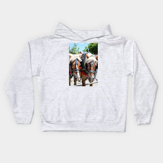 Working Horses at Solvang California Kids Hoodie by ButterflyInTheAttic